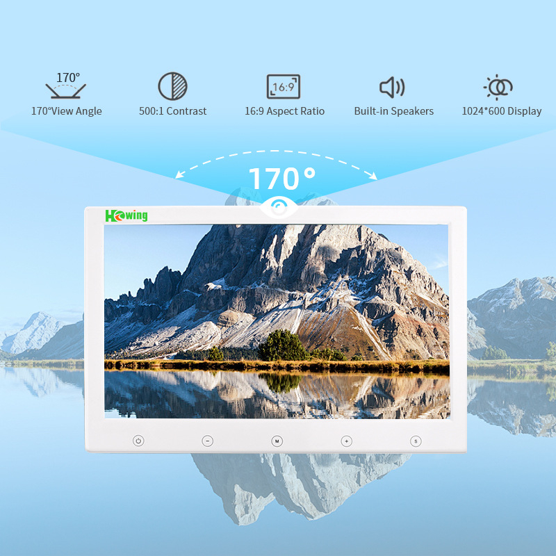 Monitor LCD pentru montaj în vehicul, model 718; rezoluție 800x480/1024x600; intrare analogică; alimentare 12-36V; Pal/NTSC