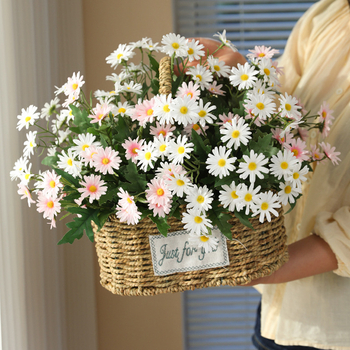 Umjetni cvijet Daisy – materijal: svila mrežica, sitotisak; pogodno za vjenčanja, fotografiranje na otvorenom i kućnu dekoraciju.