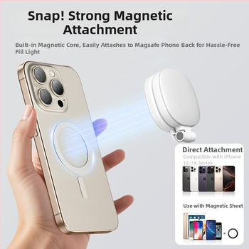 MagSafe magnetické svetlo na doplnenie pre mobilný telefón – Prenosné selfie osvetlenie na živé prenosy, vonkajšiu fotografiu, ručné použitie, 2W, 5V/1A, 2500–9900K