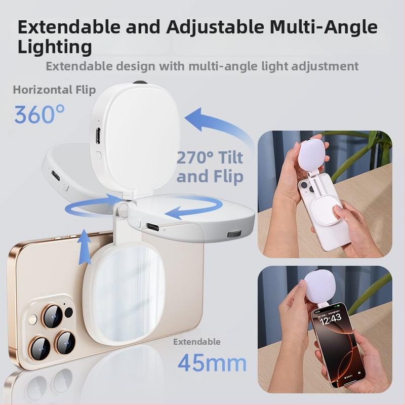 MagSafe magnetické svetlo na doplnenie pre mobilný telefón – Prenosné selfie osvetlenie na živé prenosy, vonkajšiu fotografiu, ručné použitie, 2W, 5V/1A, 2500–9900K