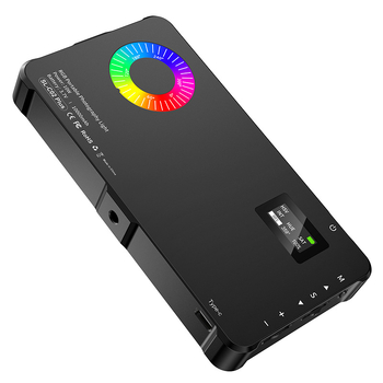 RGB φως κάμερας με βάση hot shoe 1/4 inch πρότυπο, διπλού επιπέδου βίδες, ρυθμιζόμενη θερμοκρασία χρώματος 2500-9900K, 5V, κάτω από 10W, επιτραπέζια χρήση