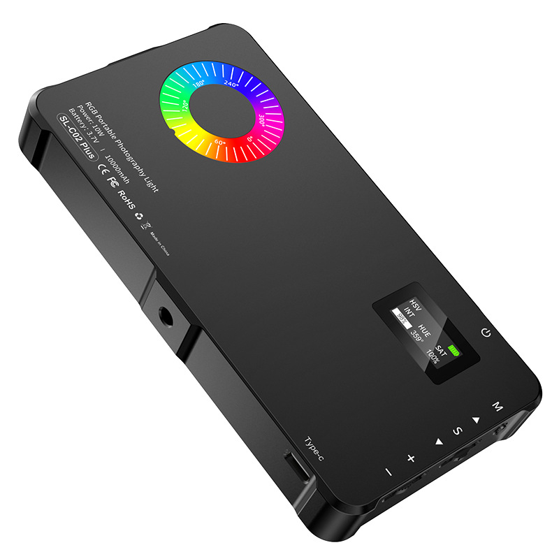 RGB φως κάμερας με βάση hot shoe 1/4 inch πρότυπο, διπλού επιπέδου βίδες, ρυθμιζόμενη θερμοκρασία χρώματος 2500-9900K, 5V, κάτω από 10W, επιτραπέζια χρήση