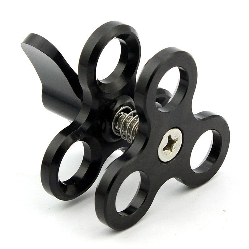 Clip pentru cap bal subacvatic — aliaj de aluminiu, clip fluture cu trei găuri, compatibil cu capul de bilă de 1,0 inch