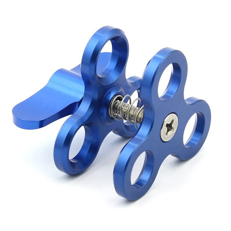 Clip pentru cap bal subacvatic — aliaj de aluminiu, clip fluture cu trei găuri, compatibil cu capul de bilă de 1,0 inch