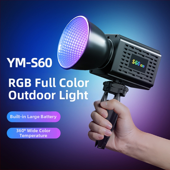 COB LED osvetľovač na fotenie, prenosný a nabíjateľný, 60W, vhodný pre fotografovanie, krása a živé vysielanie, široký vstupný rozsah napätia (DC 9–11V / AC 185–245V)