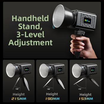 COB LED osvetľovač na fotenie, prenosný a nabíjateľný, 60W, vhodný pre fotografovanie, krása a živé vysielanie, široký vstupný rozsah napätia (DC 9–11V / AC 185–245V)