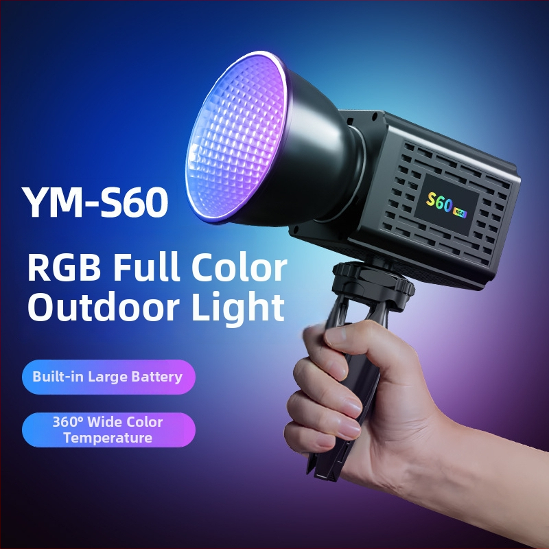 COB LED osvetľovač na fotenie, prenosný a nabíjateľný, 60W, vhodný pre fotografovanie, krása a živé vysielanie, široký vstupný rozsah napätia (DC 9–11V / AC 185–245V)