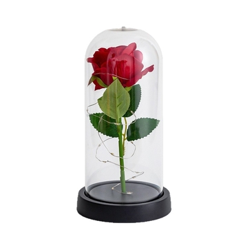 Изкуствена роза под стъклен купол – настолен декор, марка Xucheng; подарък за сватби, рождени дни, Коледа, Деня на майката и Св. Валентин