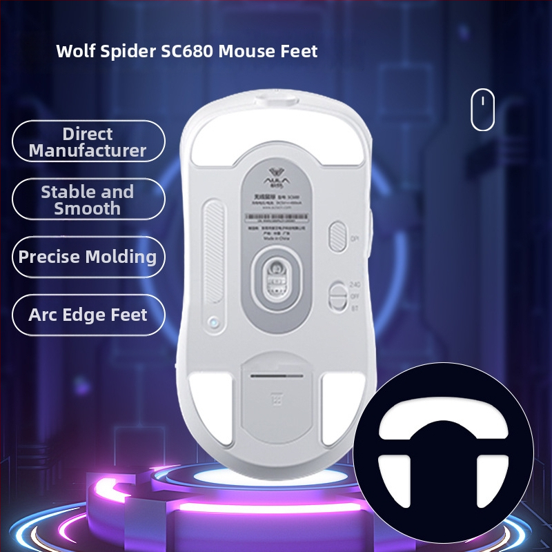 Mišas kāju paliktņi Wolf Spider sc680/sc580 — izturīgi pret nolietojumu, gludi, precīza slotu saskaņošana — bez līmes zīmēm — pasūtījuma paraugs