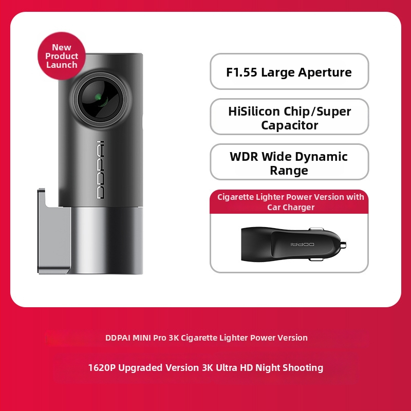 Auto dash kamera s 360° vidnim kutem, 1296p rezolucijom, USB sučeljem, podrškom SD kartice, bez zaslona