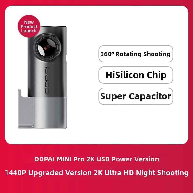 Auto dash kamera s 360° vidnim kutem, 1296p rezolucijom, USB sučeljem, podrškom SD kartice, bez zaslona