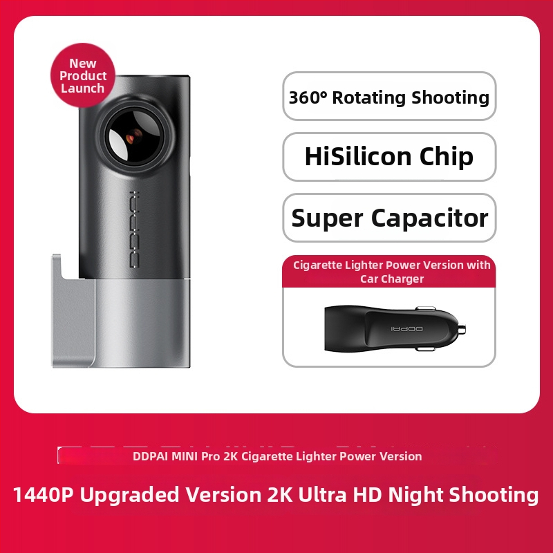 Auto dash kamera s 360° vidnim kutem, 1296p rezolucijom, USB sučeljem, podrškom SD kartice, bez zaslona