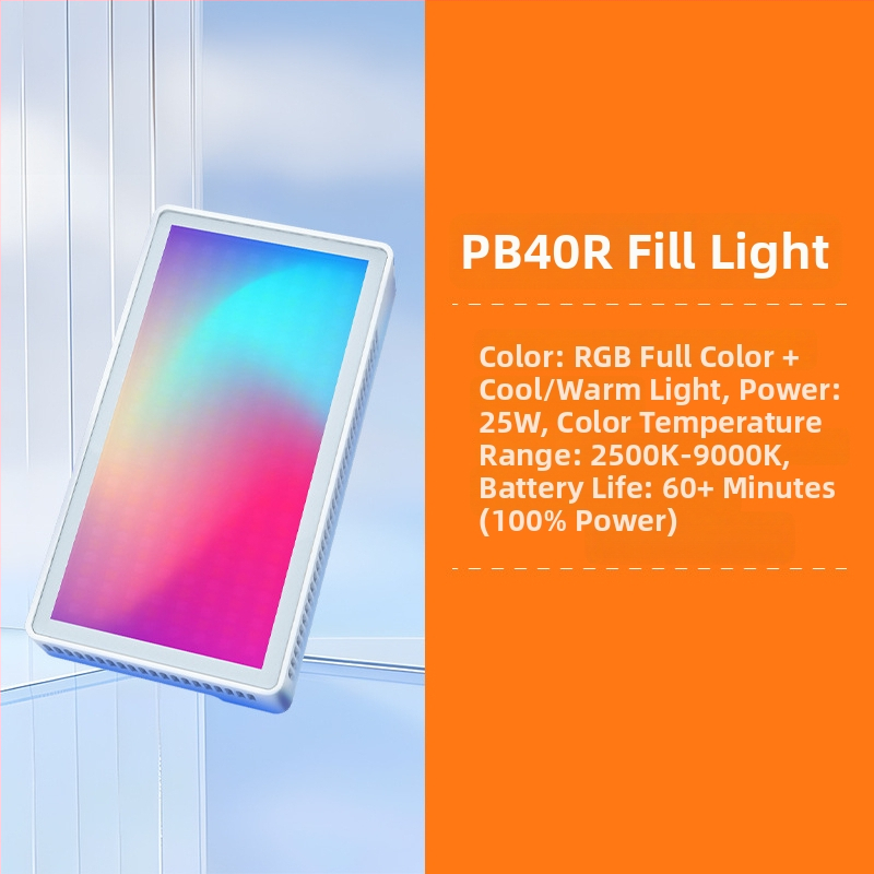 PB40R 40W RGB Svetlo na dopĺňanie fotografovania – pre mobilnú fotografiu, 3 farebné teploty, stolný držiak