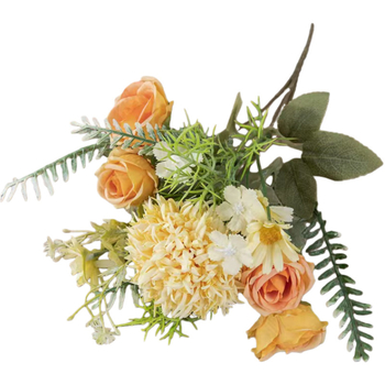 Grunt Μπουκέτο Τεχνητών Λουλουδιών με Rose και Hydrangea, Πλαστικά και Μεταξωτά Λουλούδια, Μονόβλαστος Κλάδος, Για Γάμους και Διακόσμηση Σπιτιού