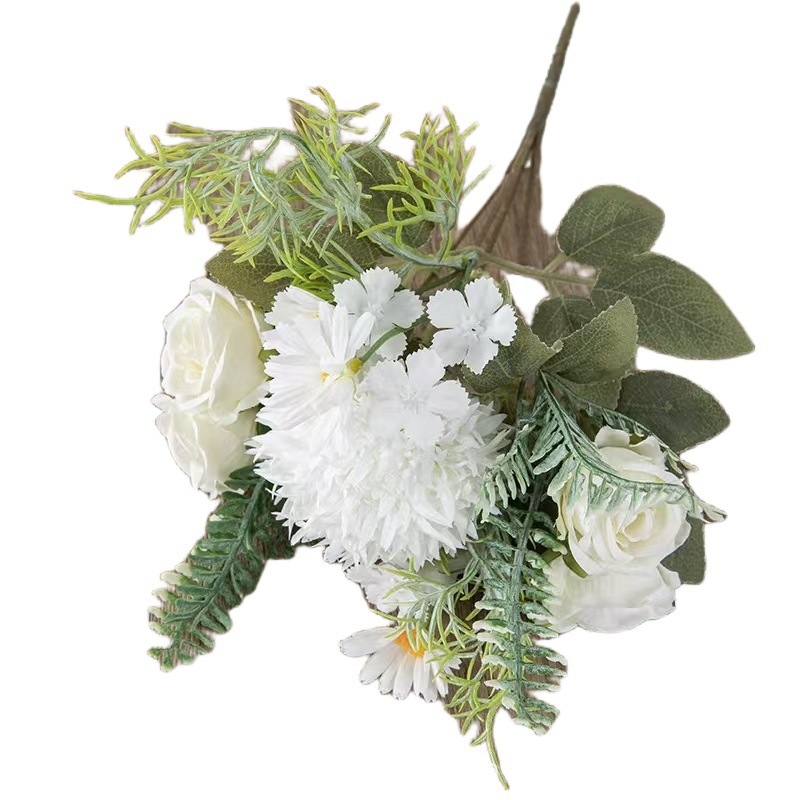 Grunt Μπουκέτο Τεχνητών Λουλουδιών με Rose και Hydrangea, Πλαστικά και Μεταξωτά Λουλούδια, Μονόβλαστος Κλάδος, Για Γάμους και Διακόσμηση Σπιτιού