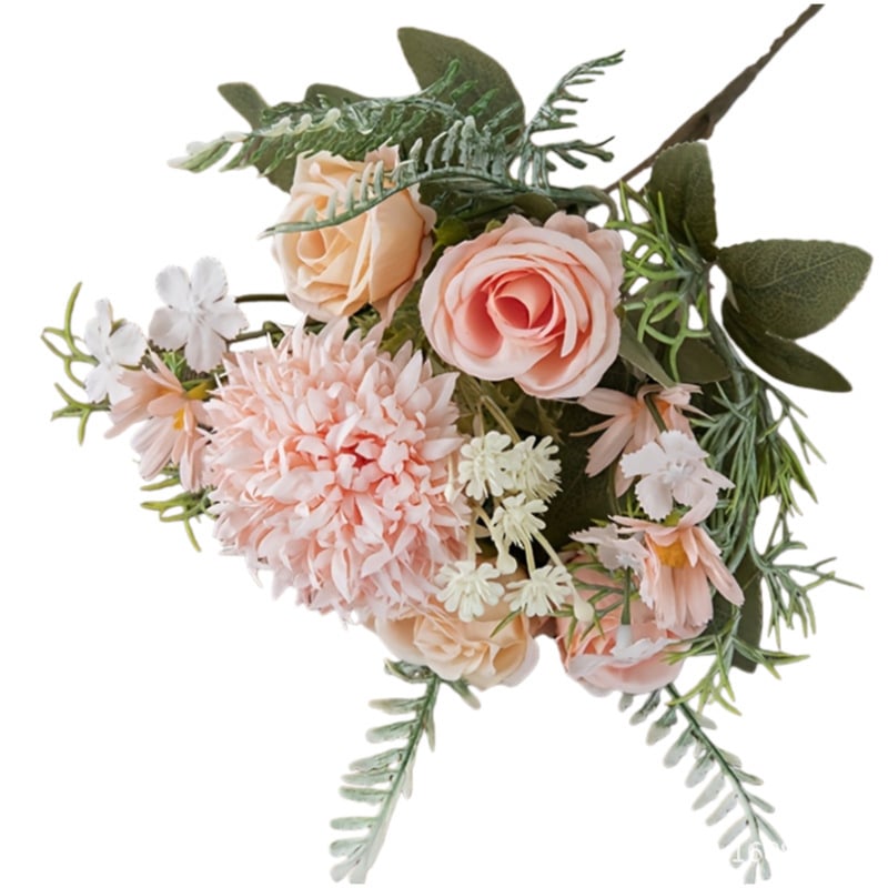 Grunt Μπουκέτο Τεχνητών Λουλουδιών με Rose και Hydrangea, Πλαστικά και Μεταξωτά Λουλούδια, Μονόβλαστος Κλάδος, Για Γάμους και Διακόσμηση Σπιτιού