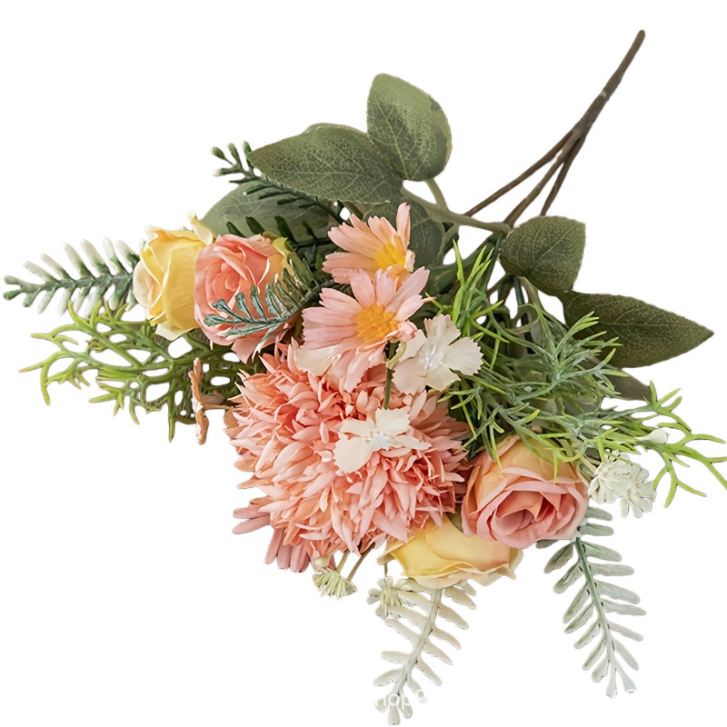 Grunt Μπουκέτο Τεχνητών Λουλουδιών με Rose και Hydrangea, Πλαστικά και Μεταξωτά Λουλούδια, Μονόβλαστος Κλάδος, Για Γάμους και Διακόσμηση Σπιτιού