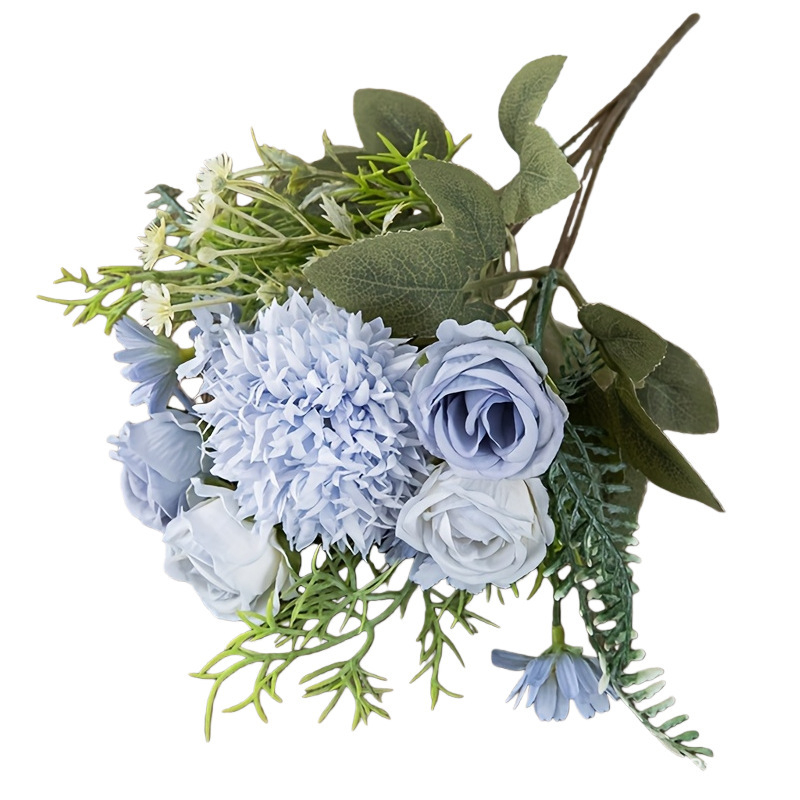 Grunt Μπουκέτο Τεχνητών Λουλουδιών με Rose και Hydrangea, Πλαστικά και Μεταξωτά Λουλούδια, Μονόβλαστος Κλάδος, Για Γάμους και Διακόσμηση Σπιτιού