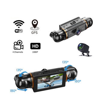 360° panoramska auto kamera s 4 kamerama, HD noćni vid, Wi‑Fi, način stražara (Sentry Mode), povratna slika