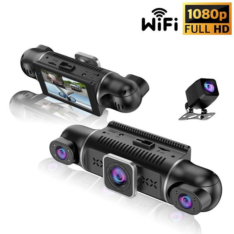 360° panoramska auto kamera s 4 kamerama, HD noćni vid, Wi‑Fi, način stražara (Sentry Mode), povratna slika
