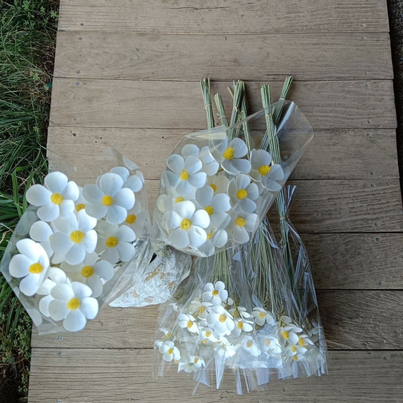 Букет сушени цветя с жилести листа, боядисани, за пакетчета