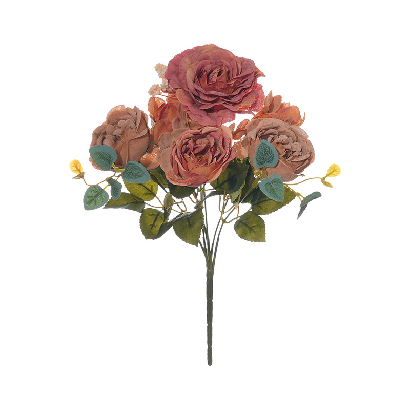 Ανθοδέσμη από μεταξωτά λουλούδια: Ευρωπαϊκό ρετρό στυλ Hydrangea, Peony & Rose για διακόσμηση σπιτιού και γάμου (ποικιλία 3283093)