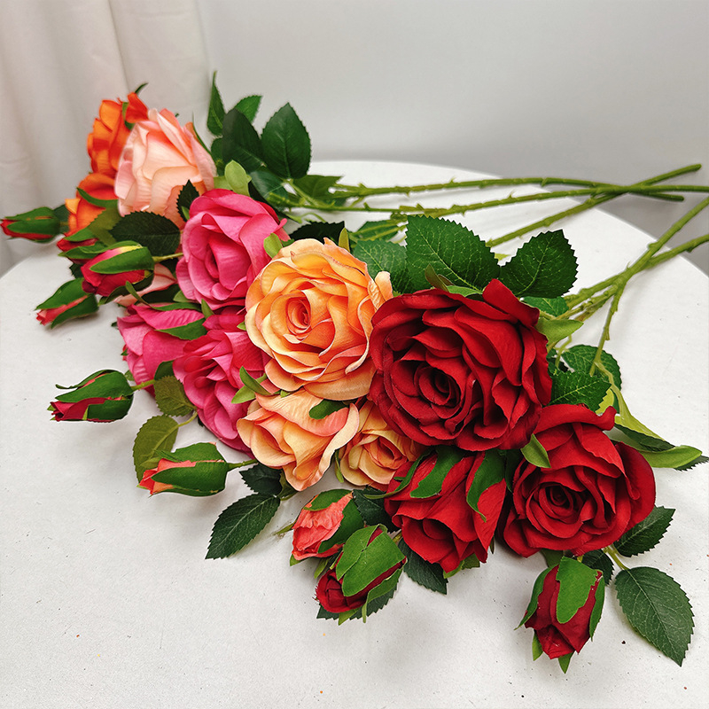 Ruiqing Flower Art svila ruža – jednostavna grana, umjetni cvijet za kućnu dekoraciju