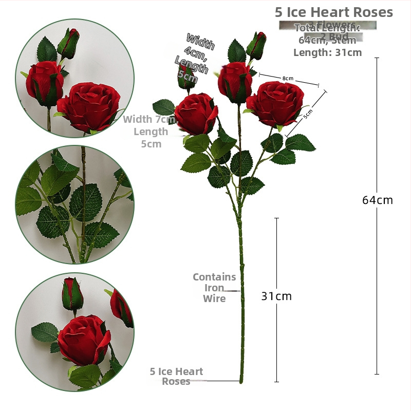 Ruiqing Flower Art svila ruža – jednostavna grana, umjetni cvijet za kućnu dekoraciju