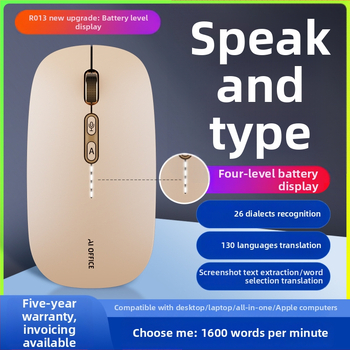 R013 Bežična AI miška za glasovno tipkanje s Bluetoothom i 2.4G, 1600 DPI, 5 tipki, USB punjenje, tihi rad