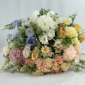 Τεχνητό λουλούδι Hydrangea & Daisy - Μονή βλαστός, Υλικά: Πλαστικό και Μεταξωτό, Τεχνουργία: Ανάγλυφο, Χύτευση με έγχυση, Για γάμους και διακόσμηση