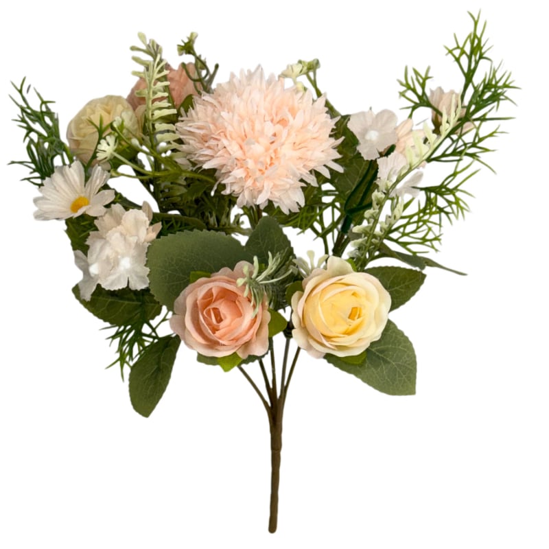 Τεχνητό λουλούδι Hydrangea & Daisy - Μονή βλαστός, Υλικά: Πλαστικό και Μεταξωτό, Τεχνουργία: Ανάγλυφο, Χύτευση με έγχυση, Για γάμους και διακόσμηση