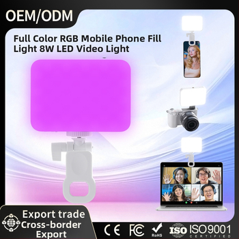 LED RGB vreckové svetlo pre telefón – magnetický klip, 8W, 5V/9V, nastaviteľná farebná teplota 2500K-9900K