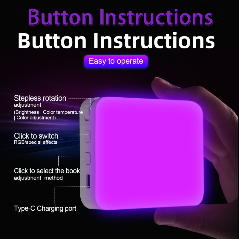 LED RGB vreckové svetlo pre telefón – magnetický klip, 8W, 5V/9V, nastaviteľná farebná teplota 2500K-9900K