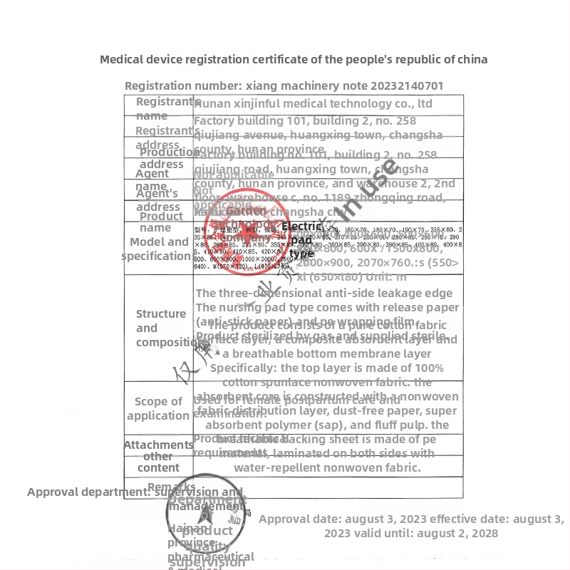Morning Industry meditsiinilise kvaliteediga günekoloogiline aseptiline hoolduspadi, puhas puuvillane, hingav, päev- ja öökasutuseks