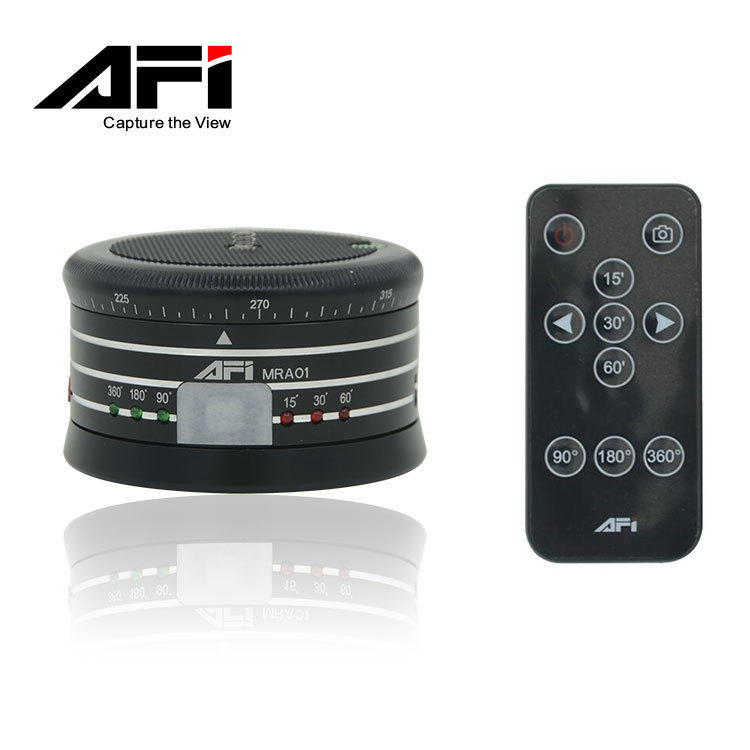 AFI gimbal 360° pan/tilt pentru telefoane, GoPro, DSLR și mirrorless — construcție din metal, rotație 360° orizontală și verticală, viteză 15–60 puncte pe cerc, 1 kg