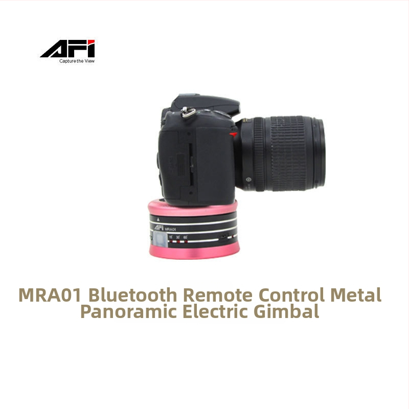 AFI gimbal 360° pan/tilt pentru telefoane, GoPro, DSLR și mirrorless — construcție din metal, rotație 360° orizontală și verticală, viteză 15–60 puncte pe cerc, 1 kg