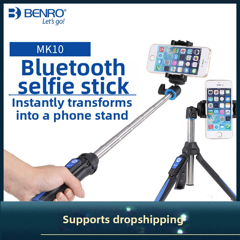 Selfie stojan tripod s bezdrôtovým Bluetooth diaľkovým ovládaním, guľová pan-tilt hlava, plastová konštrukcia, nosnosť do 2 kg, hmotnosť 0,25 kg