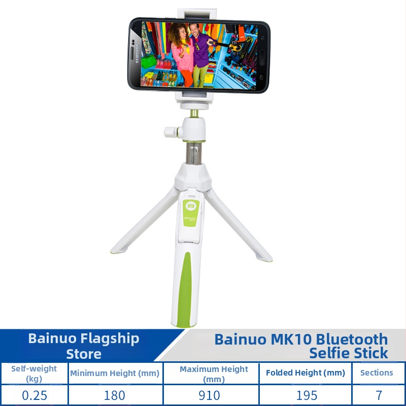 Selfie stojan tripod s bezdrôtovým Bluetooth diaľkovým ovládaním, guľová pan-tilt hlava, plastová konštrukcia, nosnosť do 2 kg, hmotnosť 0,25 kg