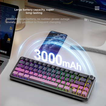 Gaming tipkovnica s 66 tipkama, bežična, plavi prekidači, RGB pozadinsko osvjetljenje, istovremena povezanost s 3 uređaja
