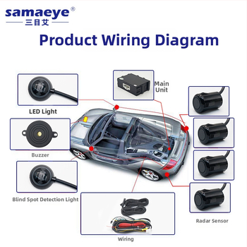 Ultraskaņas automašīnas reversā radara ar 4 sensoriem, skaņas signāls un aklās zonas uzraudzība, 12V barošana, detekcijas diapazons 0,3–2,5 m, displejs pusmēness formā vai krāsains