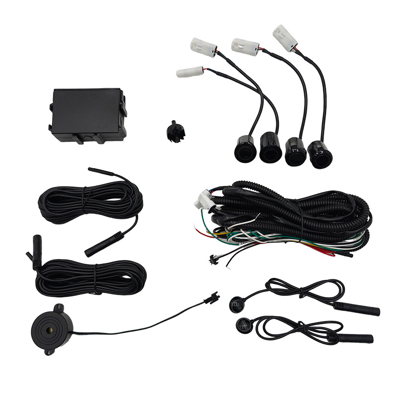 Ultraskaņas automašīnas reversā radara ar 4 sensoriem, skaņas signāls un aklās zonas uzraudzība, 12V barošana, detekcijas diapazons 0,3–2,5 m, displejs pusmēness formā vai krāsains