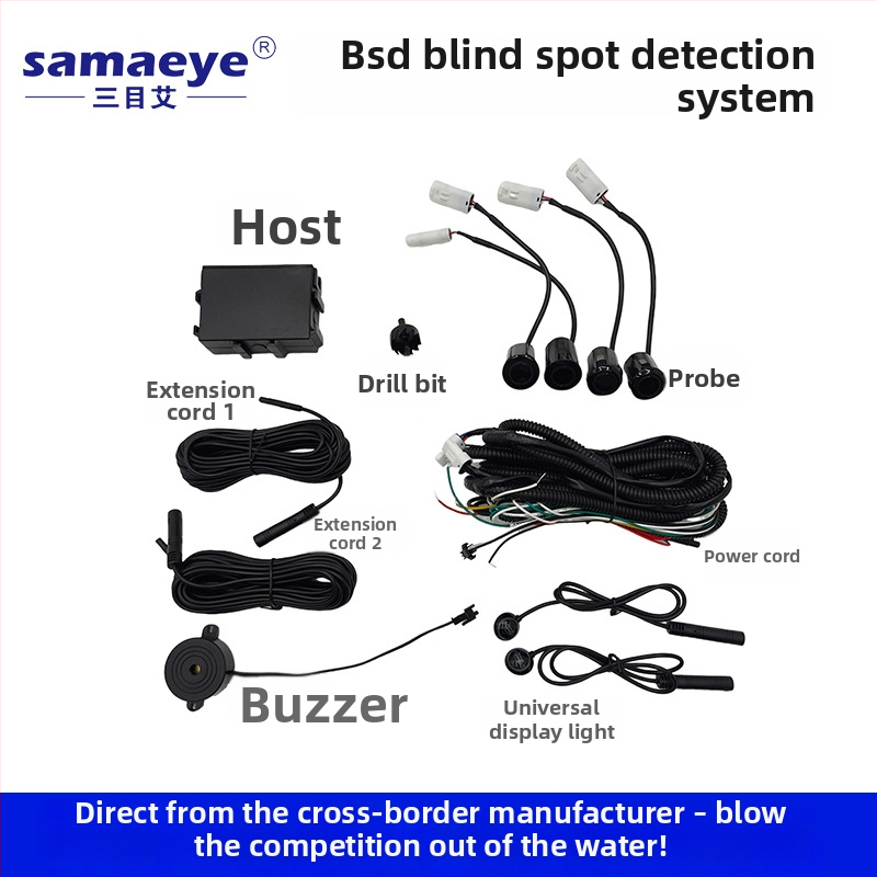 Ultraskaņas automašīnas reversā radara ar 4 sensoriem, skaņas signāls un aklās zonas uzraudzība, 12V barošana, detekcijas diapazons 0,3–2,5 m, displejs pusmēness formā vai krāsains