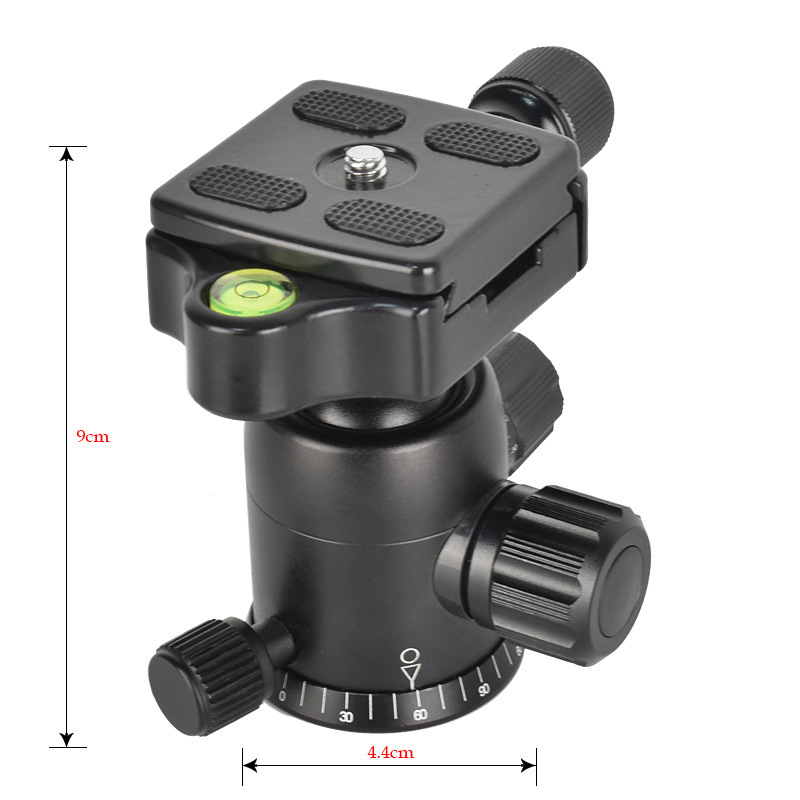 Cap balon din aliaj de aluminiu pentru trepied, panoramă 360°, înclinare 90°, greutate 400 g, montaj cu filet