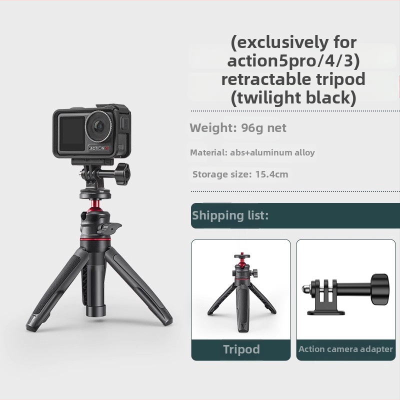 Pocket 3 Rozťahovací mini statív – 3-dielny teleskopický ručný selfie statív pre DJI Action 5 Pro/4/3, ABS+kov, guľová hlava, nosnosť 2–5 kg