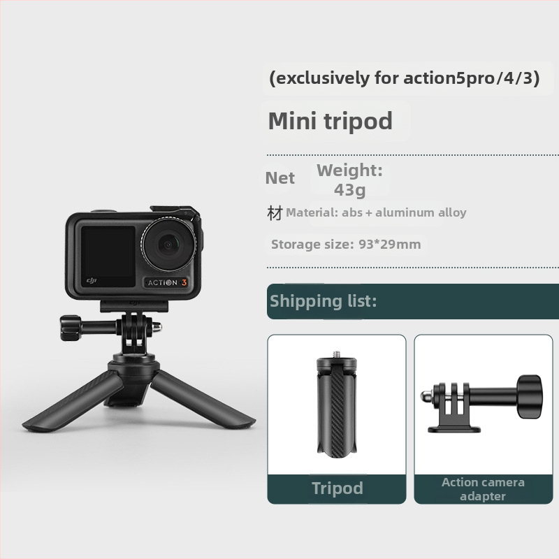 Pocket 3 Rozťahovací mini statív – 3-dielny teleskopický ručný selfie statív pre DJI Action 5 Pro/4/3, ABS+kov, guľová hlava, nosnosť 2–5 kg