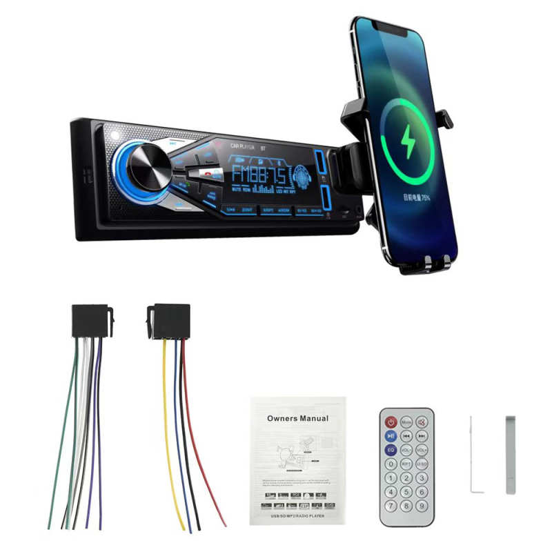 Autóba készülékbe való MP3 lejátszó Bluetooth-kal és FM rádióval, USB/SD-kártya, 260000 színű kijelző, 12V DC interfész