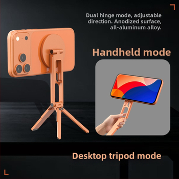 Suport magnetic pentru telefon, mini stativ din aliaj de aluminiu, tripod de birou pliabil pentru filmări, stabilizare anti-vibrație