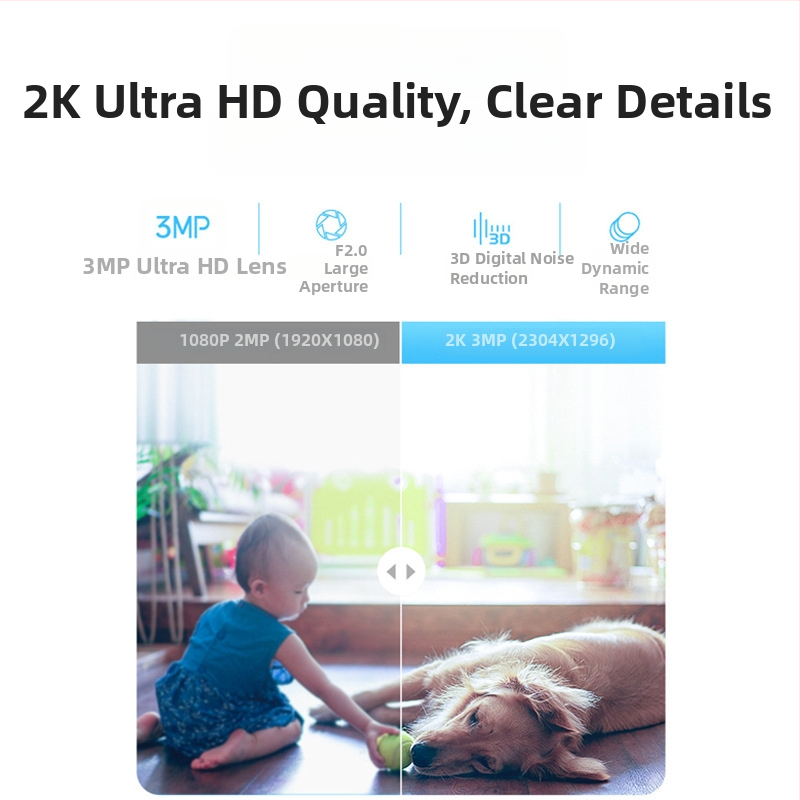 Iekšējā WiFi novērošanas kamera mājai, PTZ horizontāli 355°, vertikāli 90°, griešanās ātrums 355°/s, 5V DC, ABS korpuss