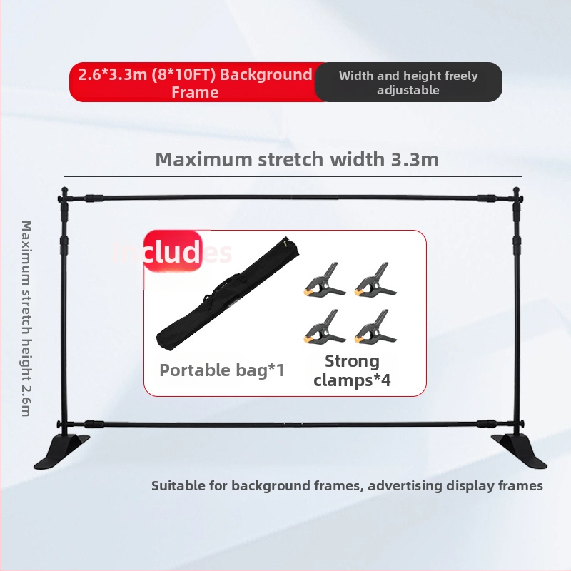 Suport de fundal din aliaj de aluminiu pentru fotografii live – extensibil, 3 secțiuni, sarcină 6–10 kg, înălțime 3,3 m
