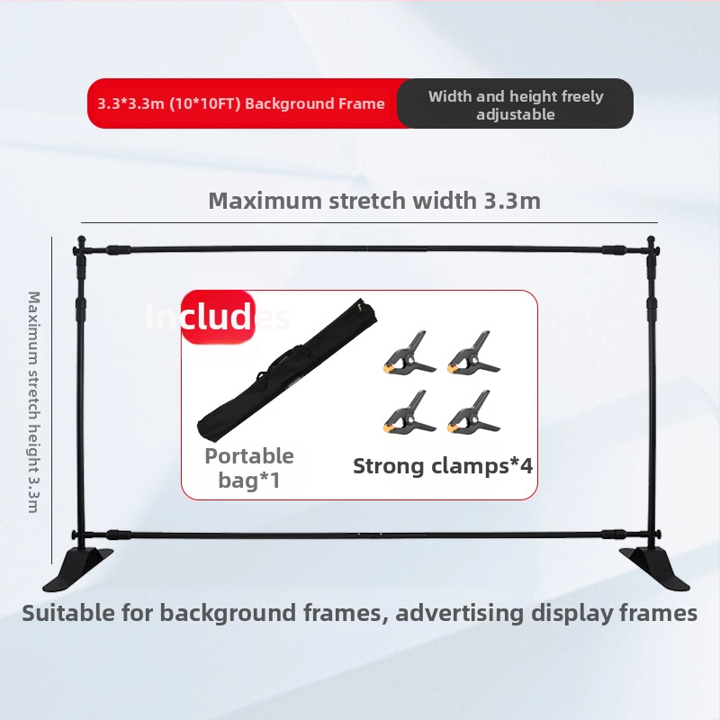 Suport de fundal din aliaj de aluminiu pentru fotografii live – extensibil, 3 secțiuni, sarcină 6–10 kg, înălțime 3,3 m